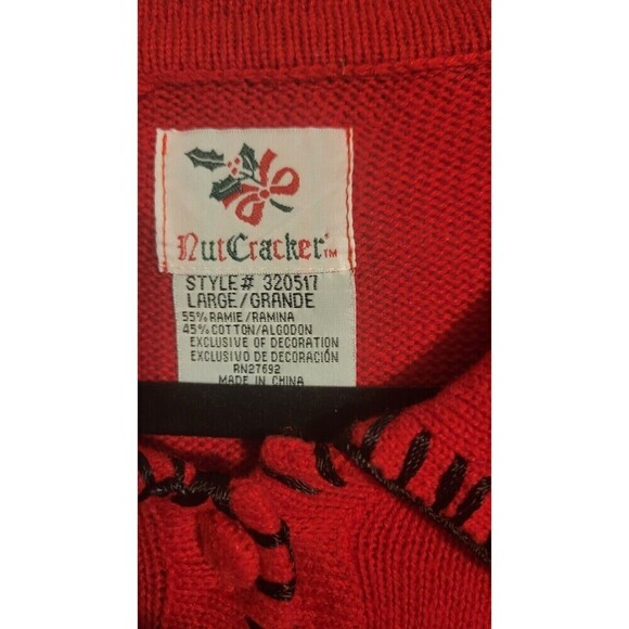 Christmas Stocking Large Red animal print, Sweater beading, visible stitch trim - Picture 4 of 8